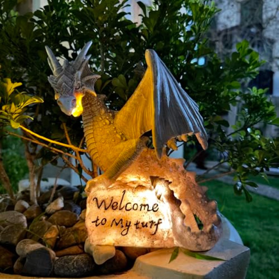Smart Garden Solar - Garden Large Dragon Statue Solar Powered