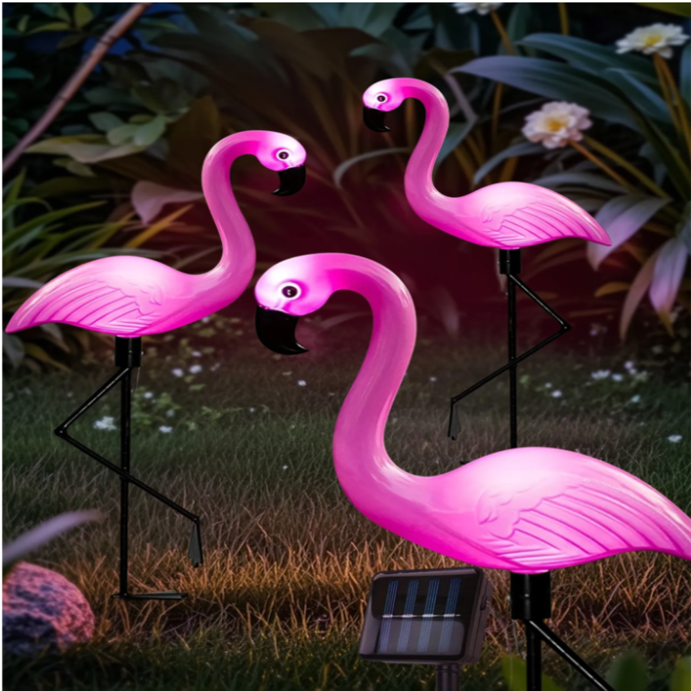 Smart Garden Solar - 3Pcs Solar Powered Flamingo Ground Stake