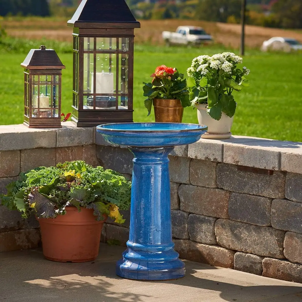 Glossy Blue Outdoor Ceramic Bi - огляд і ціна Smart Garden Bird Bath