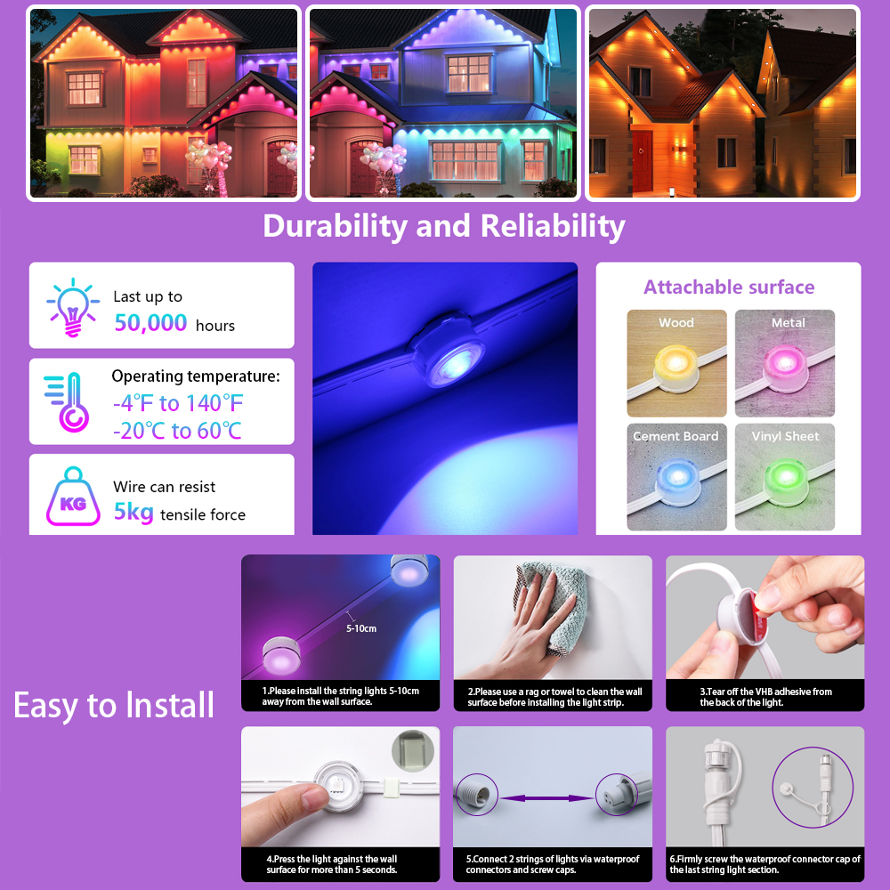 Smart WIFI RGB Eaves Lighting  - огляд і ціна Smart Garden Led Lights