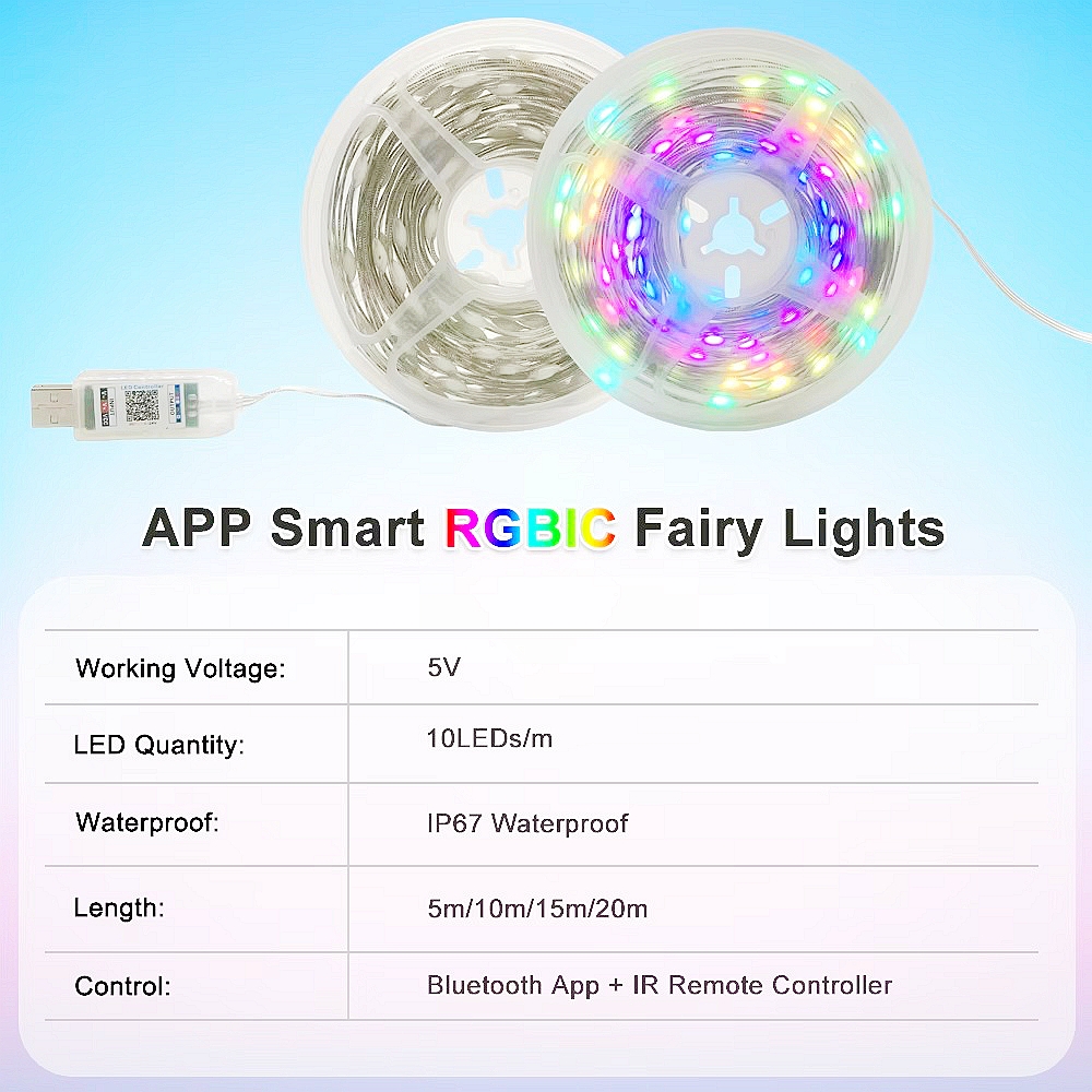USB LED Smart app RGBIC Fairy  - огляд і ціна Smart Garden Led Lights